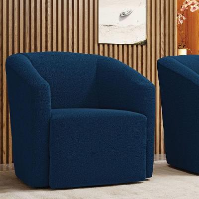 Poltrona Sala De Estar Stella Max Giratória Bouclê Azul D'Rossi