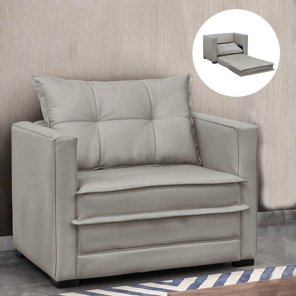 Poltrona Cama Retrátil Solteiro Milenni Veludo Prata B03 - D'rossi - 1