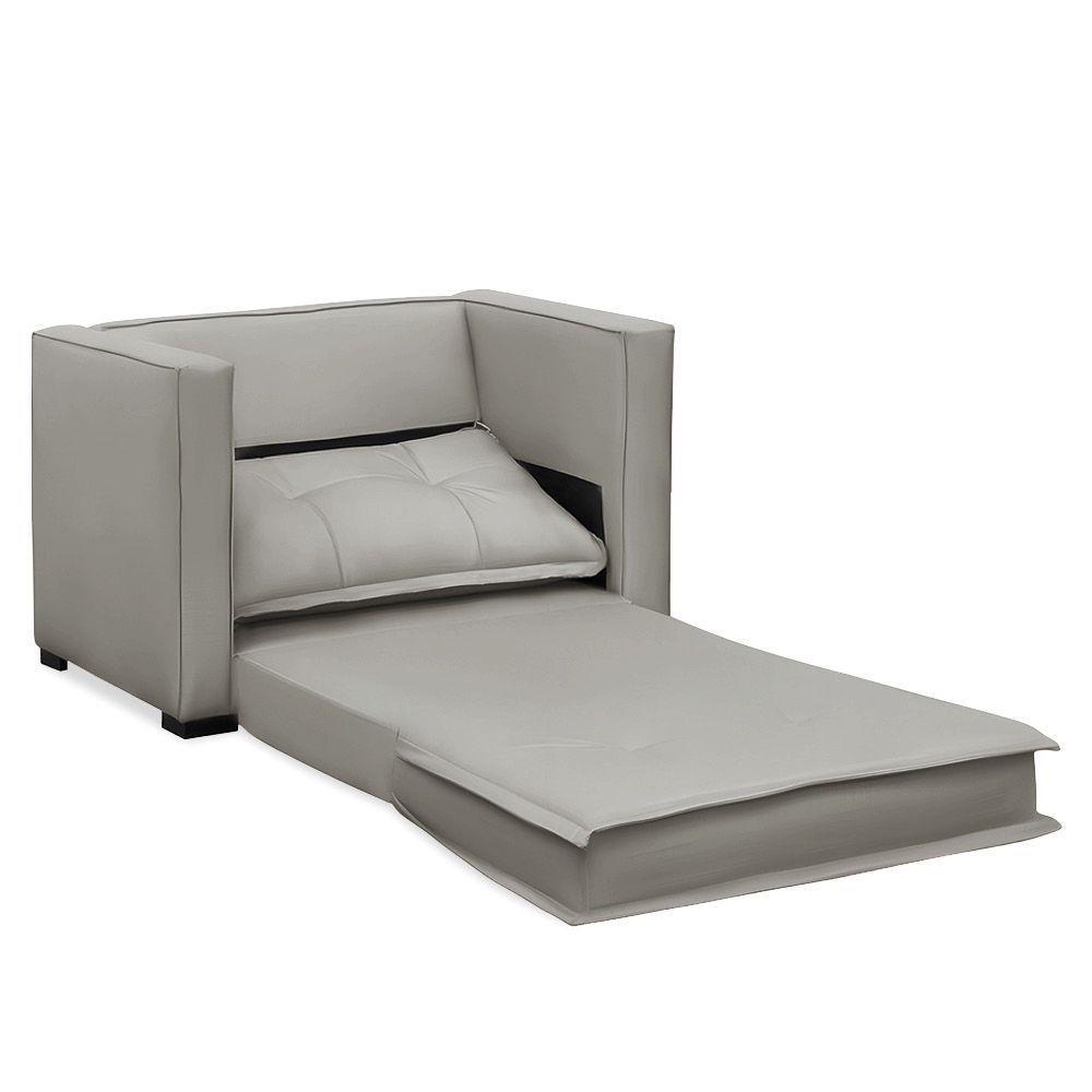 Poltrona Cama Retrátil Solteiro Milenni Veludo Prata B03 - D'rossi - 2