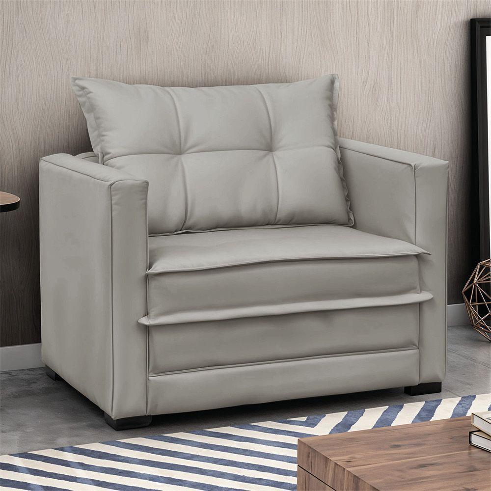 Poltrona Cama Retrátil Solteiro Milenni Veludo Prata B03 - D'rossi - 3