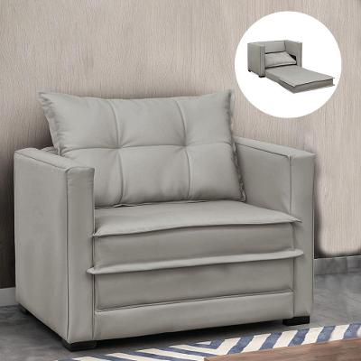 Poltrona Cama Retrátil Solteiro Milenni Veludo Prata B03 - D'rossi