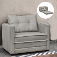 Poltrona Cama Retrátil Solteiro Milenni Veludo Prata B03 - D'rossi - 1