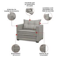 Poltrona Cama Retrátil Solteiro Milenni Veludo Prata B03 - D'rossi