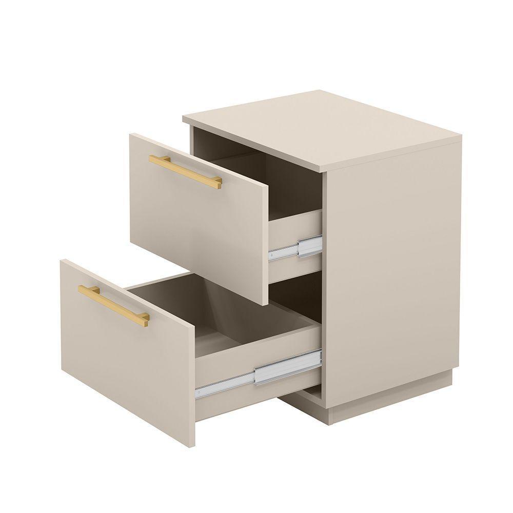 Mesa Cabeceira Quarto 50cm Com 2 Gavetas Magna Fendi V01 - D'rossi - 4