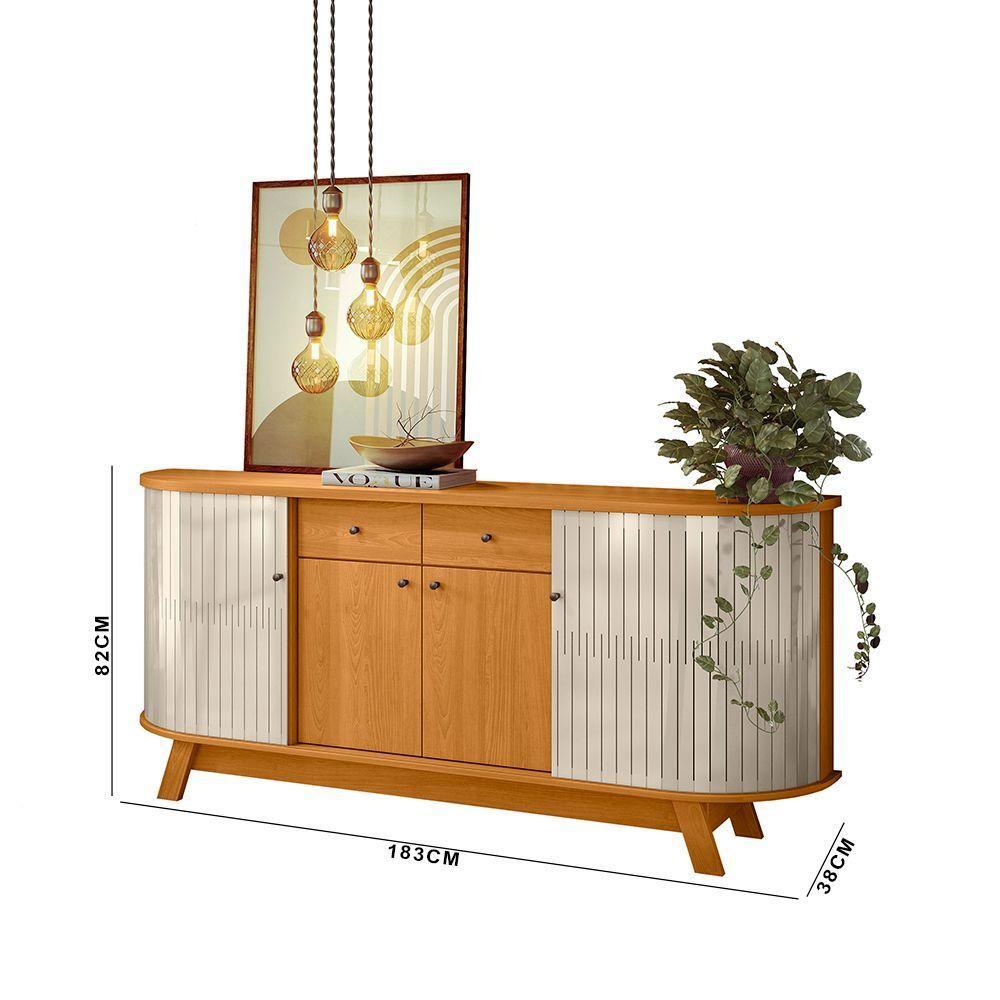 Balcão Buffet Sala De Jantar 183cm Tavillo Cinamomo-off White M20 - D'rossi - 3