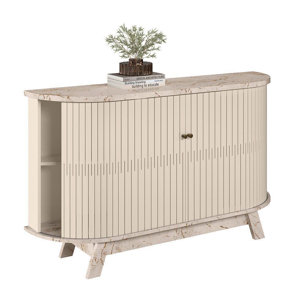Balcão Aparador Buffet Sala De Estar 136cm Wylan Calacata-off White M20 - D'rossi - 2