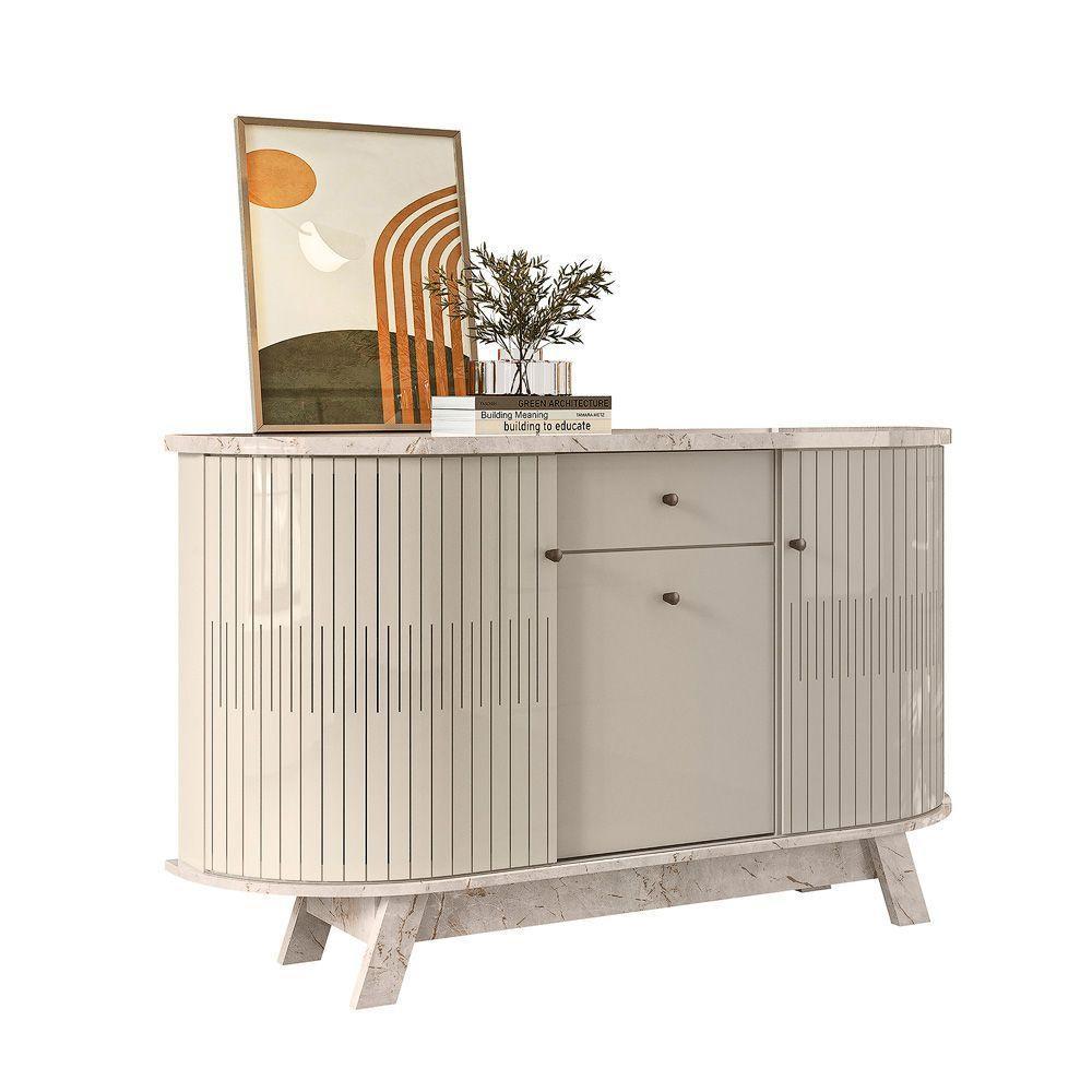 Balcão Aparador Buffet Sala De Estar 136cm Wylan Calacata-off White M20 - D'rossi - 3