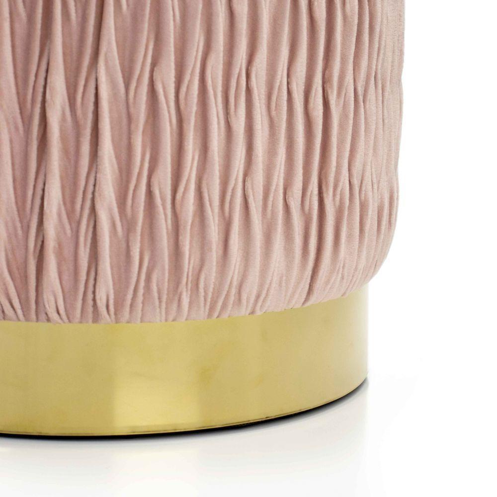 Puff Redondo Decoração De Natal Base Metal Dourado Veludo Rosê F04 - D'rossi - 5