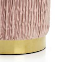 Puff Redondo Decoração De Natal Base Metal Dourado Veludo Rosê F04 - D'rossi - 5