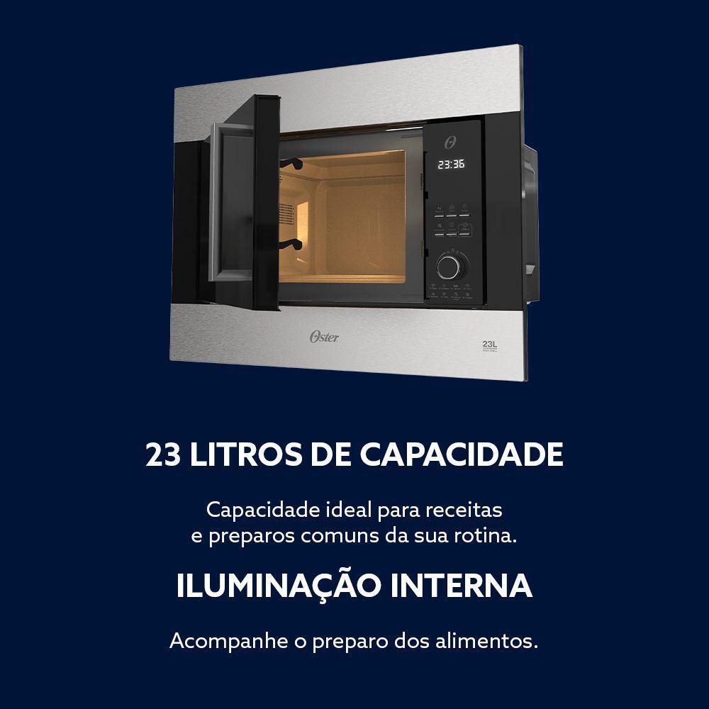 Forno Micro-ondas De Embutir Oster Black Inox 23L 110V - 4
