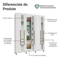 Guarda-roupa Casal Com Pés 6 Portas Batentes Com Espelho Branco/branco/rustic Venus Madesa - 6