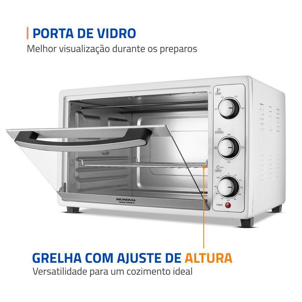 Forno Elétrico Mondial 52L Grand Family II 1800W FRN-52-W Branco/Inox 220V - 5