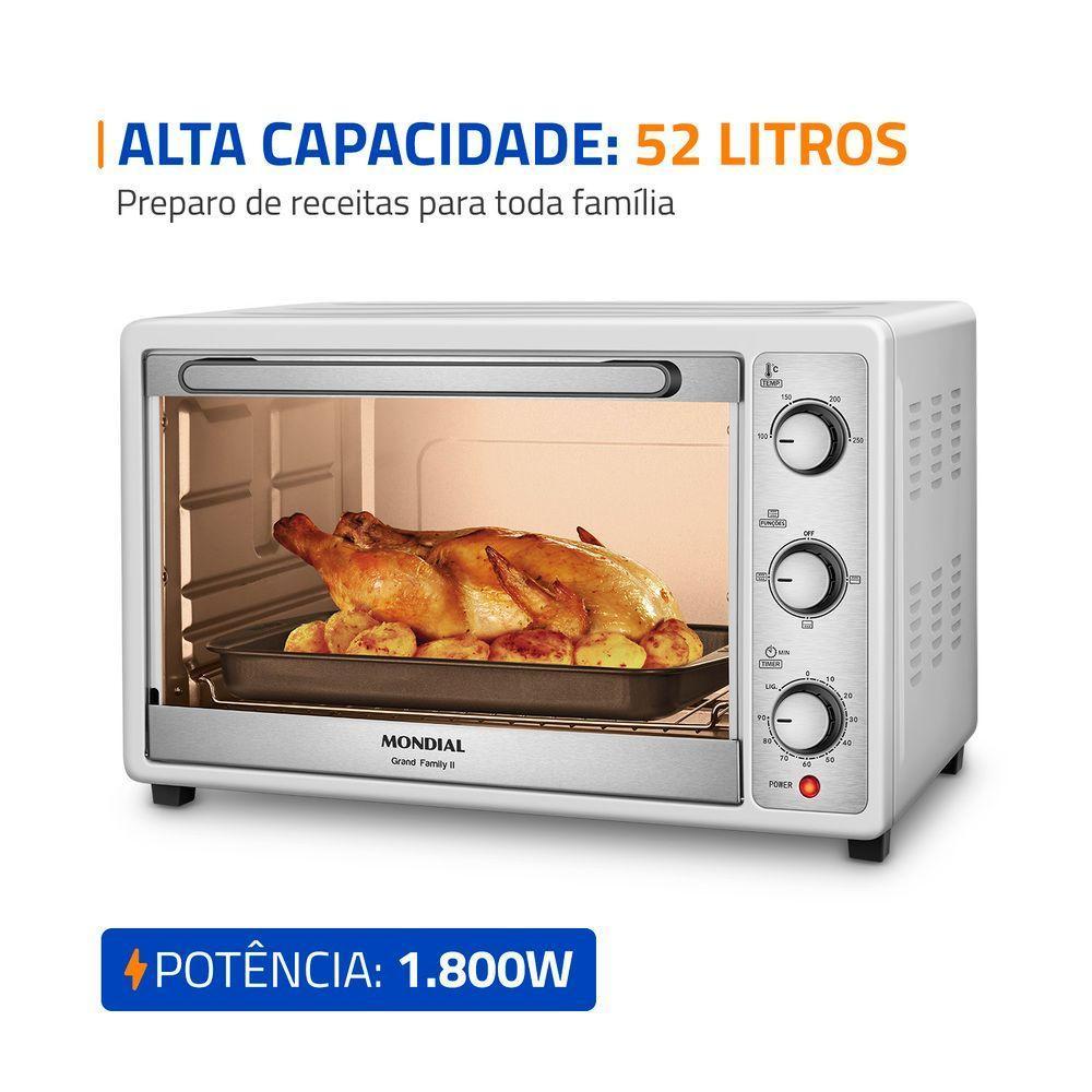 Forno Elétrico Mondial 52L Grand Family II 1800W FRN-52-W Branco/Inox 110V - 2