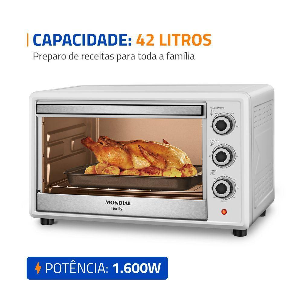 Forno Elétrico Mondial 42L Family II 1600W FRN-42-W Branco/Inox 110V - 2