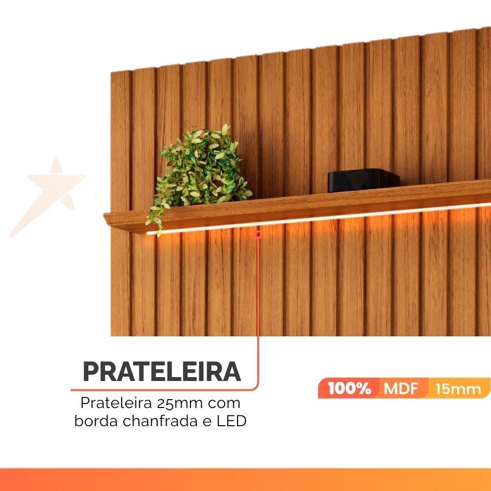 Painel Para Tv Até 90 Polegadas 2,75m Ripado Autêntico Com Led E Nicho Montreal Madeirado/off White - 4