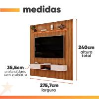Painel Para Tv Até 90 Polegadas 2,75m Ripado Autêntico Com Led E Nicho Montreal Madeirado/off White - 3