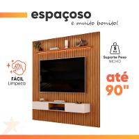 Painel Para Tv Até 90 Polegadas 2,75m Ripado Autêntico Com Led E Nicho Montreal Madeirado/off White - 7