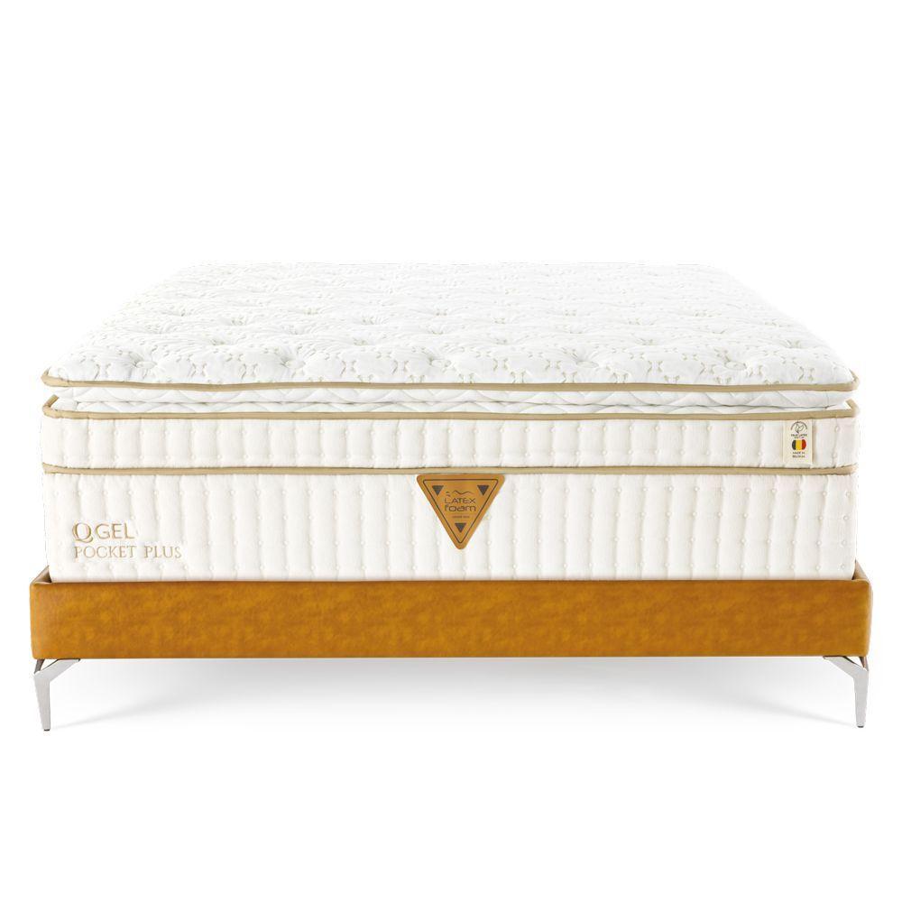 Colchão Qgel Pocket Plus- Latex Com Cobre Sobre Molas Medida King 193x203cm Opcionais Box E Kit Zen - 8