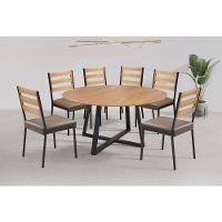 Conjunto Mesa Oliva 150cm 6 Cadeiras Londres Gol Decor Cinamomo-preto-marrom-preto - 3