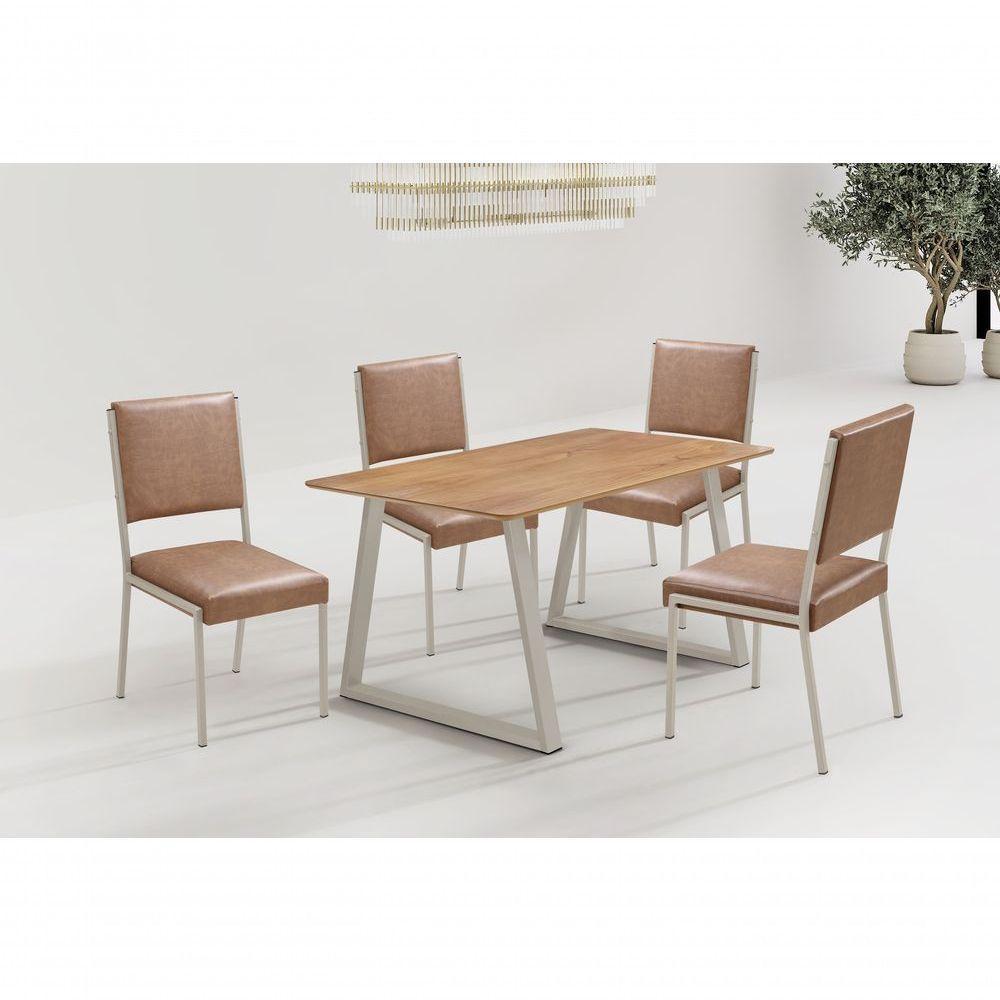 Conjunto Mesa Tóquio Tampo Laminado120cm 4 Cadeiras Lisboa Gol Decor Cinamomo-champagne-marrom-champagne - 2