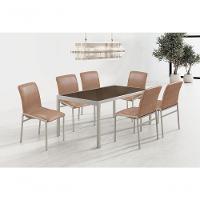 Conjunto Mesa Atenas 160cm 6 Cadeiras Premium Gol Decor Café-champagne-bege-champagne - 4
