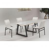 Conjunto Mesa Tóquio 120cm 4 Cadeiras Premium Gol Decor Vidro Off-preto-courino Off-preto - 1