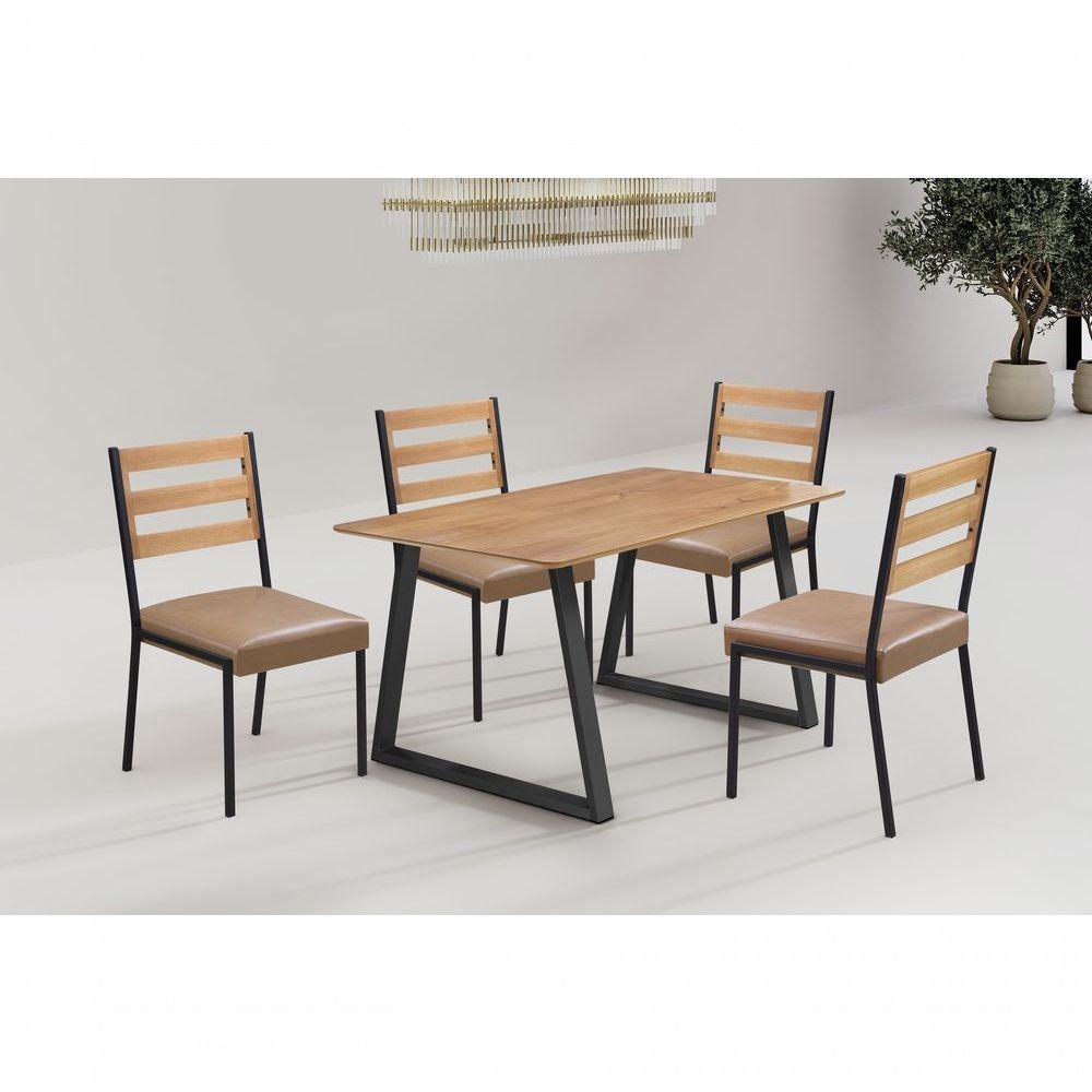Conjunto Mesa Tóquio 120cm 4 Cadeiras Londres Gol Decor Cinamomo-preto-marrom-preto - 3