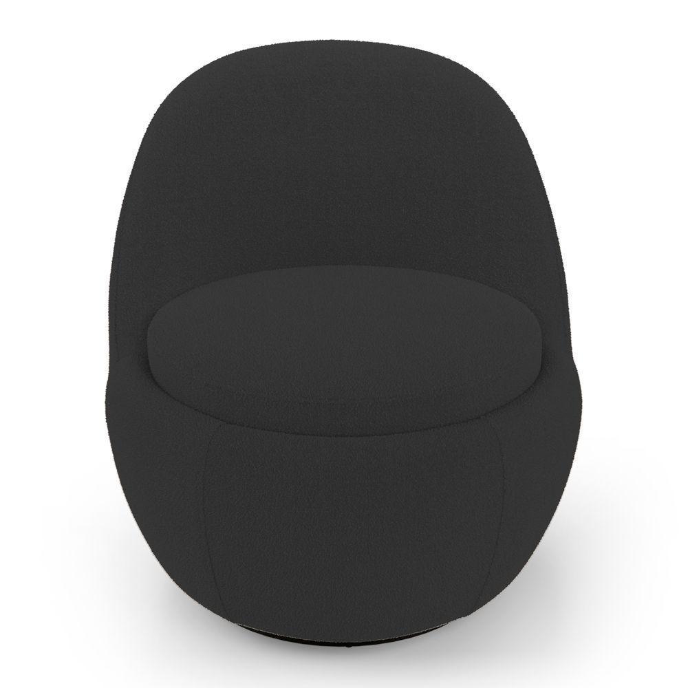 Poltrona Orgânica Living Memphis Base Giratória Bouclê Preto - Desk Design - 6