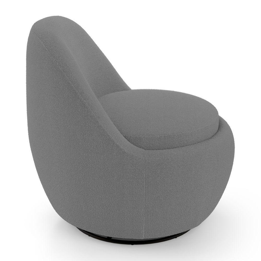 Poltrona Orgânica Living Memphis Base Giratória Bouclê Cinza Escuro - Desk Design - 5