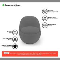 Poltrona Orgânica Living Memphis Base Giratória Bouclê Cinza Escuro - Desk Design - 3