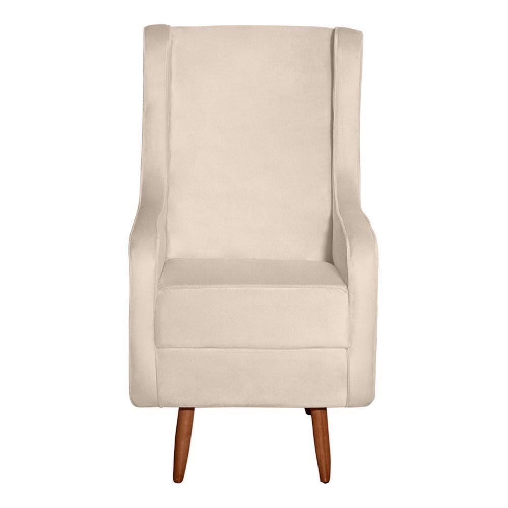 Poltrona De Amamentação E Descanso Renata Com Pés Palito E Puff Veludo Bege - Desk Design - 5