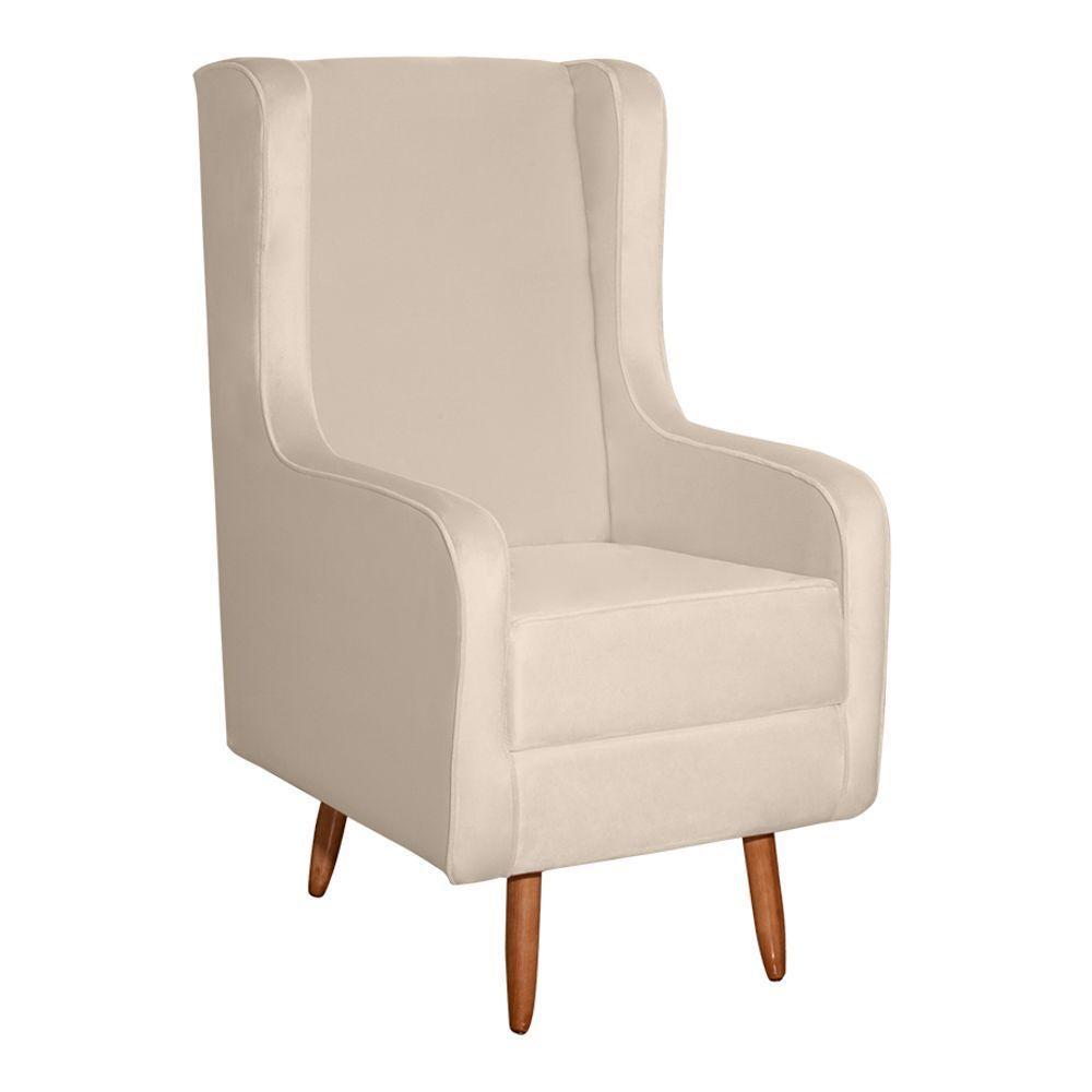 Poltrona De Amamentação E Descanso Renata Com Pés Palito E Puff Veludo Bege - Desk Design - 6