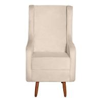 Poltrona De Amamentação E Descanso Renata Com Pés Palito E Puff Veludo Bege - Desk Design - 5