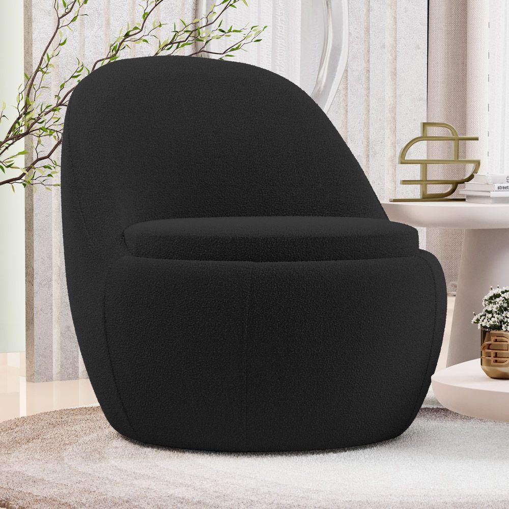 Kit 02 Poltronas Orgânicas Living Memphis Fixa Bouclê Preto - Desk Design - 2