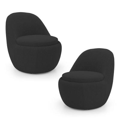 Kit 2 Poltronas Orgânicas Living Memphis Decorativa Bouclê Preto Desk Design