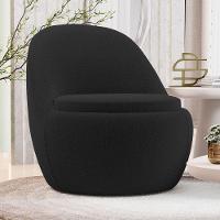 Kit 02 Poltronas Orgânicas Living Memphis Fixa Bouclê Preto - Desk Design - 2