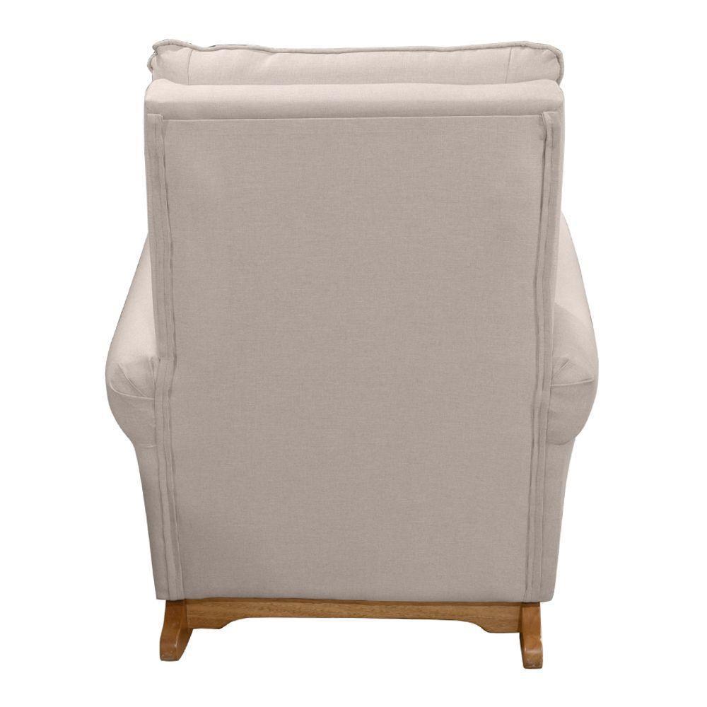 Poltrona De Amamentação E Descanso Paris Com Base Balanço E Puff Linho Bege - Desk Design - 6