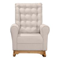 Poltrona De Amamentação E Descanso Paris Com Base Balanço E Puff Linho Bege - Desk Design - 3