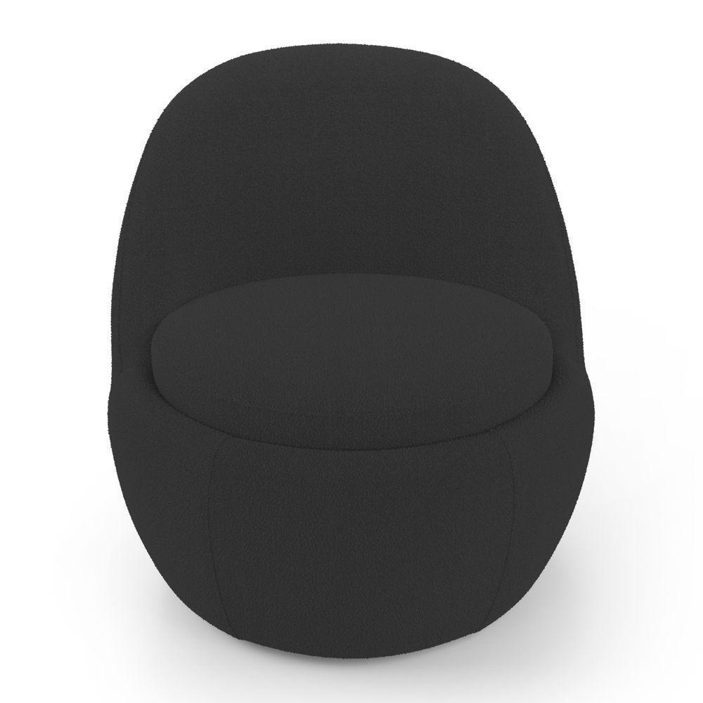 Poltrona Orgânica Living Memphis Fixa Bouclê Preto - Desk Design - 6