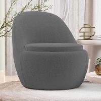 Kit 02 Poltronas Orgânicas Living Memphis Fixa Bouclê Cinza Escuro - Desk Design - 2