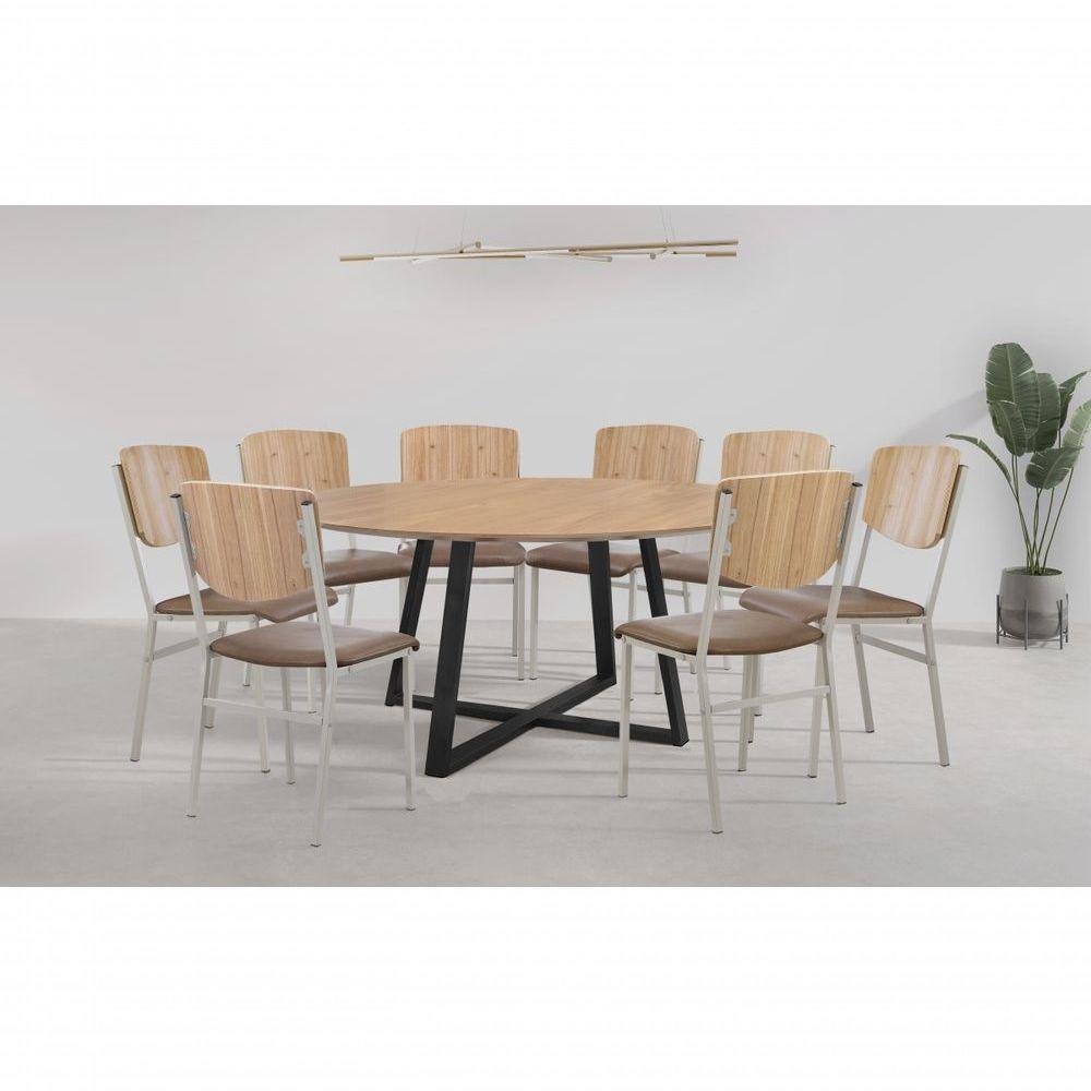 Conjunto Mesa Oliva 150cm 8 Cadeiras Confort Laminado Gol Decor Cinamomo-preto-marrom-branco - 3