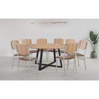 Conjunto Mesa Oliva 150cm 8 Cadeiras Confort Laminado Gol Decor Cinamomo-preto-marrom-branco - 3