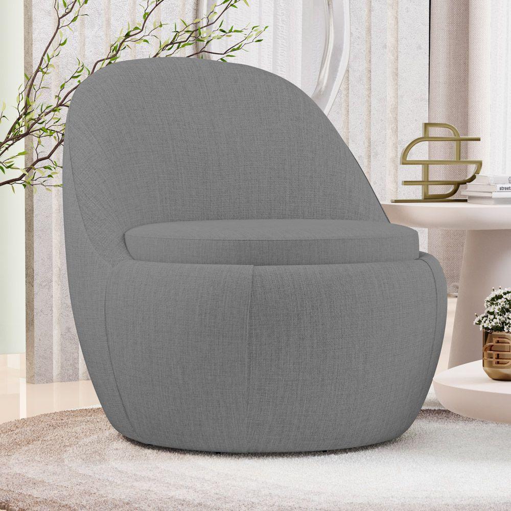 Kit 02 Poltronas Orgânicas Living Memphis Fixa Linho Cinza Escuro - Desk Design - 2