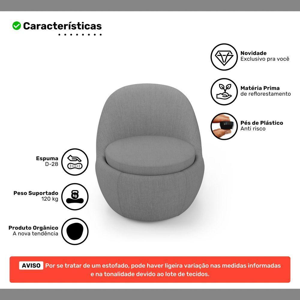 Kit 02 Poltronas Orgânicas Living Memphis Fixa Linho Cinza Escuro - Desk Design - 3