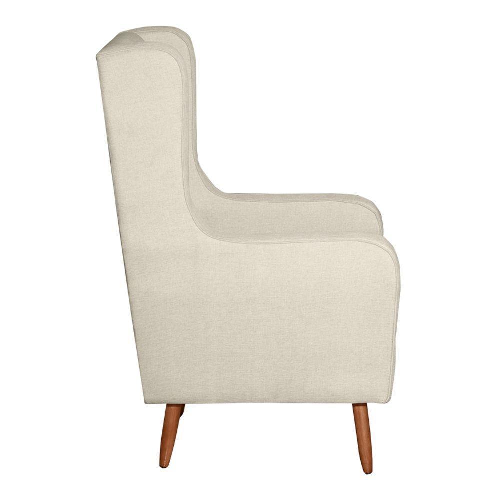 Poltrona De Amamentação E Descanso Renata Com Pés Palito E Puff Linho Bege - Desk Design - 6