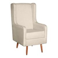 Poltrona De Amamentação E Descanso Renata Com Pés Palito E Puff Linho Bege - Desk Design - 5