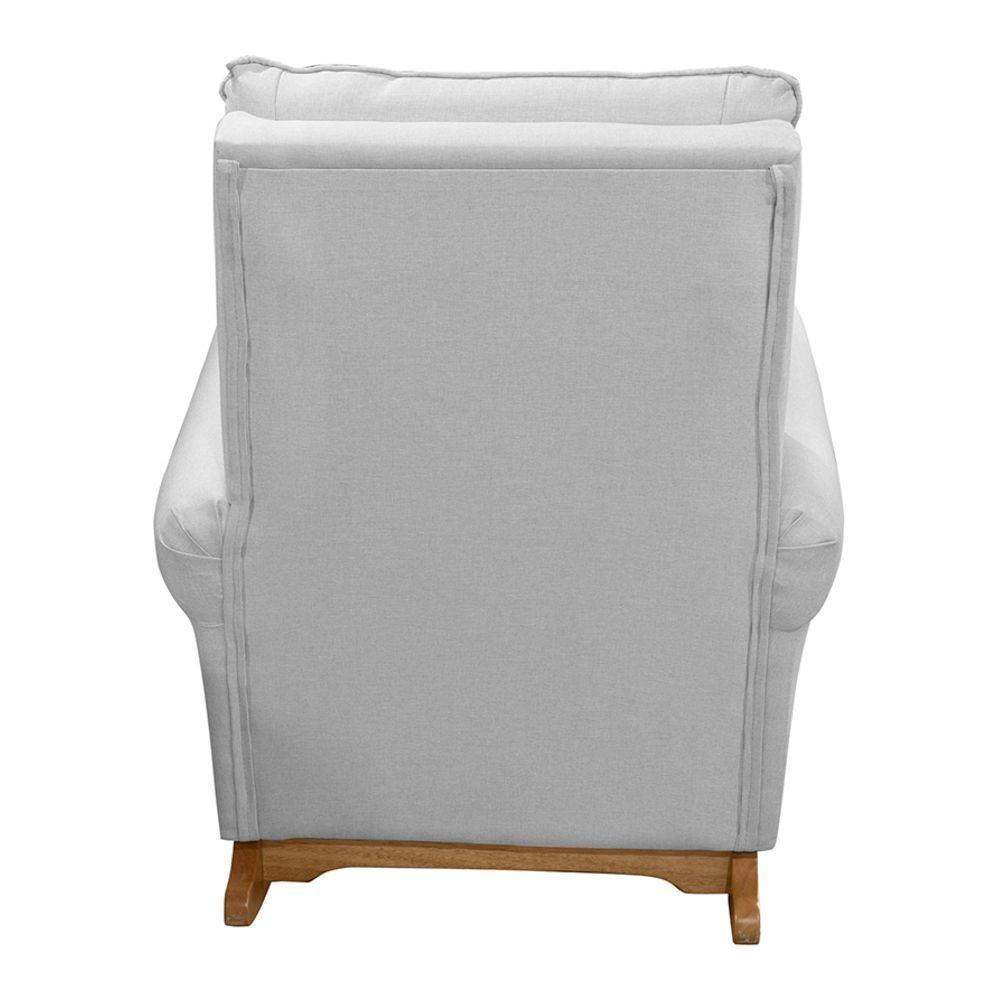 Poltrona De Amamentação E Descanso Paris Com Base Balanço E Puff Linho Cinza - Desk Design - 6