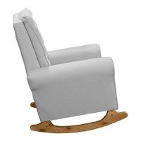 Poltrona De Amamentação E Descanso Paris Com Base Balanço E Puff Linho Cinza - Desk Design - 5