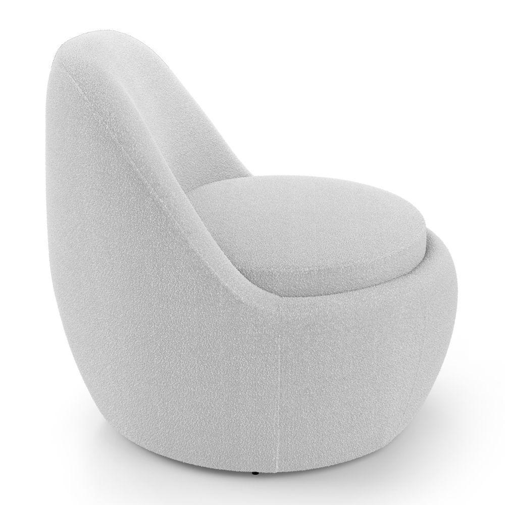 Poltrona Orgânica Living Memphis Fixa Bouclê Cinza Claro - Desk Design - 5