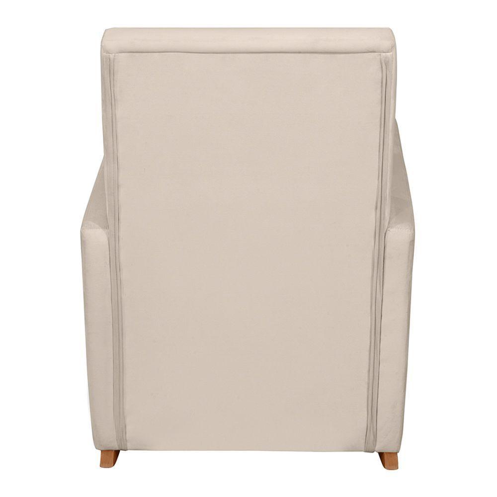 Poltrona De Amamentação E Descanso Anne Com Base Balanço E Puff Veludo Bege - Desk Design - 6